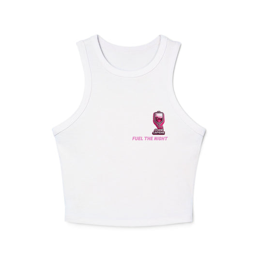 Fuel the Night Racer Tank — "Code Caffeine" Graphic Crop Tank Top